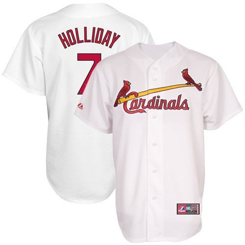 MLB Men's St.Louis Cardinals Matt Holliday White Home Short Sleeve 6 Button Synthetic Replica Baseball Jersey Spring 2012  (White, Large)