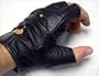 Black Leather Bikers Motorcycle Exercise Gloves Fingerless XXL