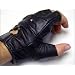 Black Leather Bikers Motorcycle Exercise Gloves Fingerless XXL