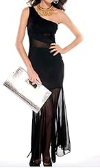 One Shoulder Sheer Mesh Polyester/Spandex Mermaid Evening Dress/Maxi Dress 