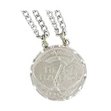 Best Friends 2-piece Cut Silver Tone Charm 20 Steel Necklace
