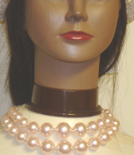 Click here to buy Two Strand Light Pink Cultured Pearl Necklace and Earrings for Women and Teens.