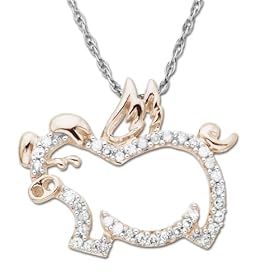 14k Rose Gold Diamond When Pigs Fly Pendant (.10 ct, I-J Color, I2-I3... by Amazon.com Collection