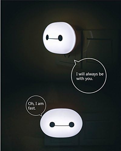 Wontimes Creative Big Hero 6 Baymax Night LED Wall Light with Light Sensor for Kid's Home Decoration - White(1PCS)