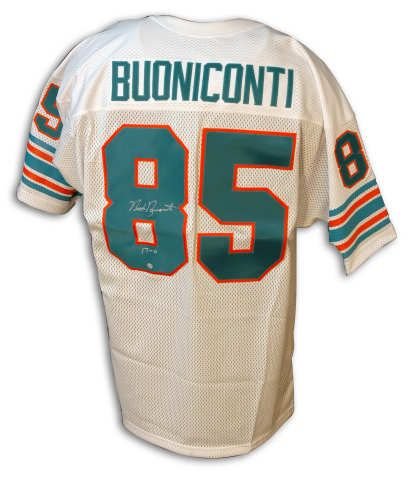 Autographed Nick Buoniconti White Dolphins Throwback Jersey With 17 0 Inscription