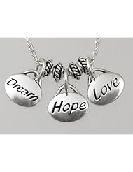 Simple Words of Inspiration "Dream Hope and Love" Necklace in Sterling Silver
