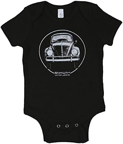 snikwah motor werks Baby Short-Sleeve VW Beetle One-Piece (18-24 Months, Black)