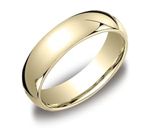 Men's 14k Yellow Gold Comfort-Fit Plain Wedding Band (6 mm), Size 9.5