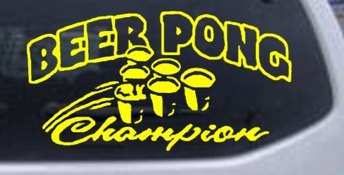 Beer Pong Champion Funny College Car Window Wall Laptop Decal Sticker -- Yellow 36in X 19.1in