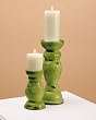 Ceramic Candle Holder Set of 2, Celedon Green