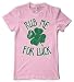 Cybertela Rub Me For Luck Women's T-shirt Faded Four Leaf Clover Tee (Pink, X-Large)