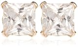 Image of 9ct Yellow Gold AME81216 Ladies Princess Cut Cubic Zirconia Stud Earrings