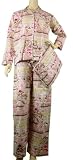 Hibiscus Pink Floral Elegant Long Sleeved Designer Luxury Pajamas with Travel Pouch ~ 2 sizes by La Maisonnette