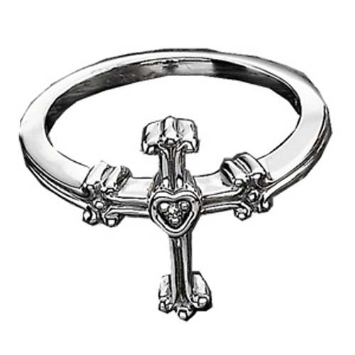 14Kt White Gold Diamond Solitaire Chastity Ring