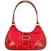 Maschera Canvas and Leather Signature Buckled Hobo Bag Red