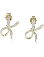 10k Yellow Gold Diamond Bow Earrings (0.05 cttw, I-J Color, I2-I3 Clarity)