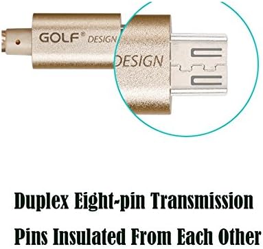 Pionior USB Cable to Micro USB, Metal Casing, Tangle Free Braided Nylon, 6 Feet for Android (Golden)