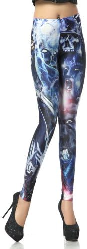 LoveLiness Monster Fear Skull Print Leggings One Size (One Size, Multicolor)