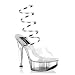 6 Inch Womens Sexy Strappy Shoes Spiral Ankle Wrap Platform Sandal Silver / Clear CLE...