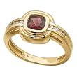 14Kt Yellow Gold Genuine Rhodolite Garnet Diamond Ring