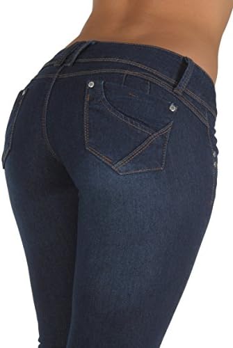 Style LC9-9C028MS- Plus Size, Mid Waist, Butt Lifting, Skinny Leg Jeans in Dark Blue Size 22