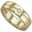 0.12 Ct. Round Brilliant Cut Diamond, 14K Yellow Gold. Diamond Solitaire Men's Band