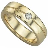 0.12 Ct. Round Brilliant Cut Diamond, 14K Yellow Gold. Diamond Solitaire Men's Band