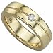 0.12 Ct. Round Brilliant Cut Diamond, 14K Yellow Gold. Diamond Solitaire Men's Band