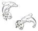 STERLING SILVER MINI DIAMOND CUT DOLPHIN EARRINGS title=
