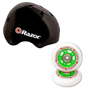 Razor RipStik Casterboard Green Replacement Wheels and Helmet Bundle Youth (Recommended Ages 8-14) by 