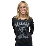 NFL Oakland Raiders Women's True Vintage Distressed Triblend Crew Neck Long Sleeve Pullover, Black, Large