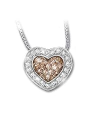 Heart-Shaped White And Chocolate Diamond Pendant Necklace: Heart Of Love by The Bradford Exchange