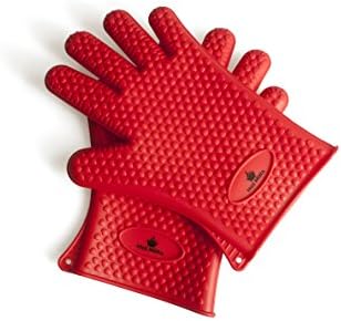 Hot Mitts, BBQ Gloves, Best Silicon Grilling Golves, Oven Mitts, Highly Recamended for, Barbecue Grills, Picnic, Grilling, Cooking Cleaning,Pot holders (Red)