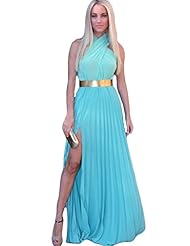 Sexy  Chiffon Cocktail Full Length Halter Sleeveless  Ball Gown Party Dress 