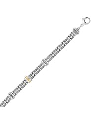 18K Yellow Gold and Sterling Silver Dual Popcorn Style Bracelet