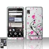 Rubberized Silver Pink Flower Heart Snap on Design Case Hard Case Skin Cove ....