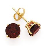 14K GARNET 6MM ROUND EARRINGS (POST)