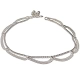 Girlfriend Gifts Sterling Silver Anklet Pair Foot Jewelry 10 inches (sanklt081)
