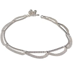 Girlfriend Gifts Sterling Silver Anklet Pair Foot Jewelry 10 inches (sanklt081)