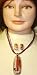 Multi Strings Green Red Short Chain Necklace with Large Red Gold Plated Pendant and E...