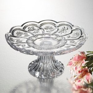 9 IINCH ROUND CAKE PLATE - 9 INCH MEDIUM CRYSTAL FOOTED CAKE PLATE - cake Stand