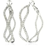 Leslie Danzis Rhodium Crystal Hoop Earrings