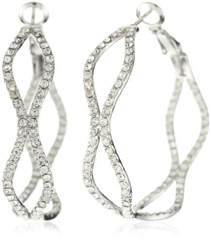Leslie Danzis Rhodium Crystal Hoop Earrings