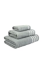 Flor De Algodón Set Toalla 3 Uds. 400 gr Ceniza 30X50+50X100+100X150 cm