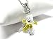 Funny Dancing Yellow Crystal Banana Charm Necklace Silver Tone
