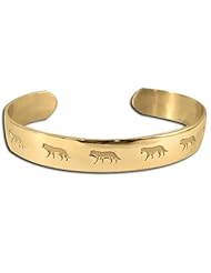14K Yellow Gold Western Range Wolf Shadows Bracelet. Made in USA.