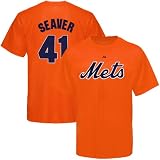 MLB Majestic New York Mets #41 Tom Seaver Orange Player T-Shirt (X-Large)