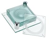 Global Decor Circle Pattern Glass Coasters and Stand, Set of 6
