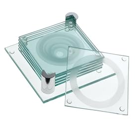 Global Decor Circle Pattern Glass Coasters and Stand, Set of 6 by Global D�cor