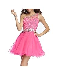 A-line Short Crystal Crystals Organza One Shoulder Empire   Waistline Homecoming Dress/Mini Dress 